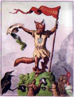 The trickster figure Reynard the Fox as depicted in an 1869 children's book by Michel Rodange. The trickster figure Reynard the Fox as depicted in an 1869 children's book by Michel Rodange.